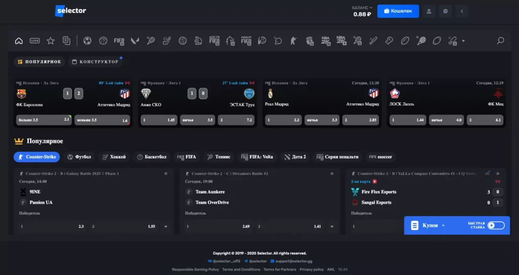 Раздел букмекерской конторы