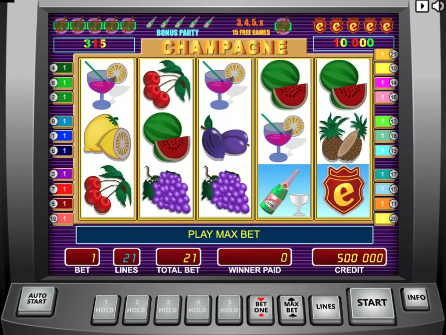 Игровой автомат Шампанское от Mega Jack